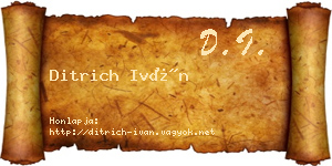Ditrich Iván névjegykártya